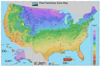 USDA Hardiness Zones Map