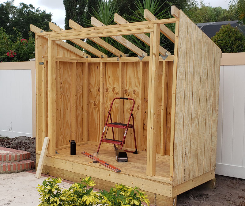 partially built garden shed