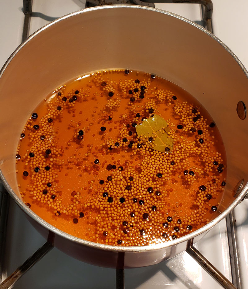 pickling brine in saucepan