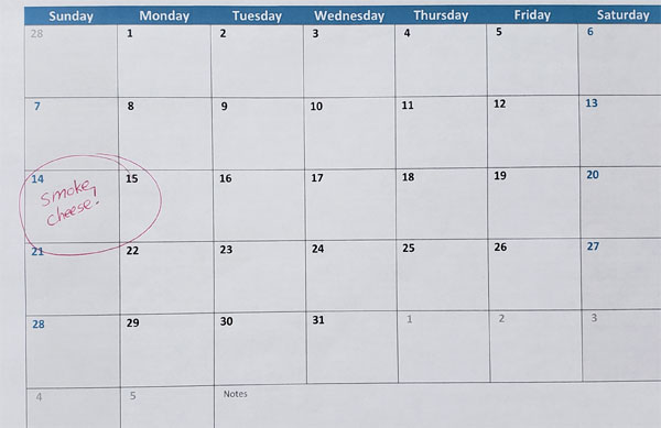 calendar with date circled