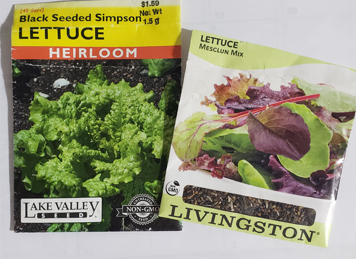 two packages of lettuce seeds