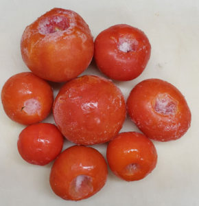 cored frozen tomatoes