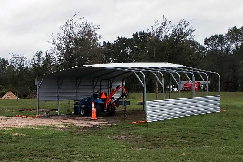 half assembled metal shed.