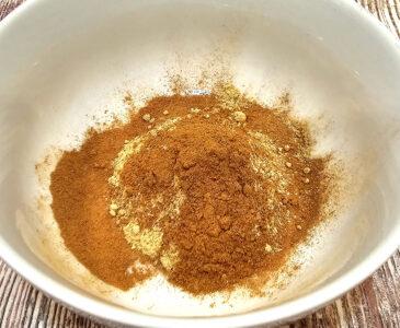 pumpkin spice mix in a white bowl.