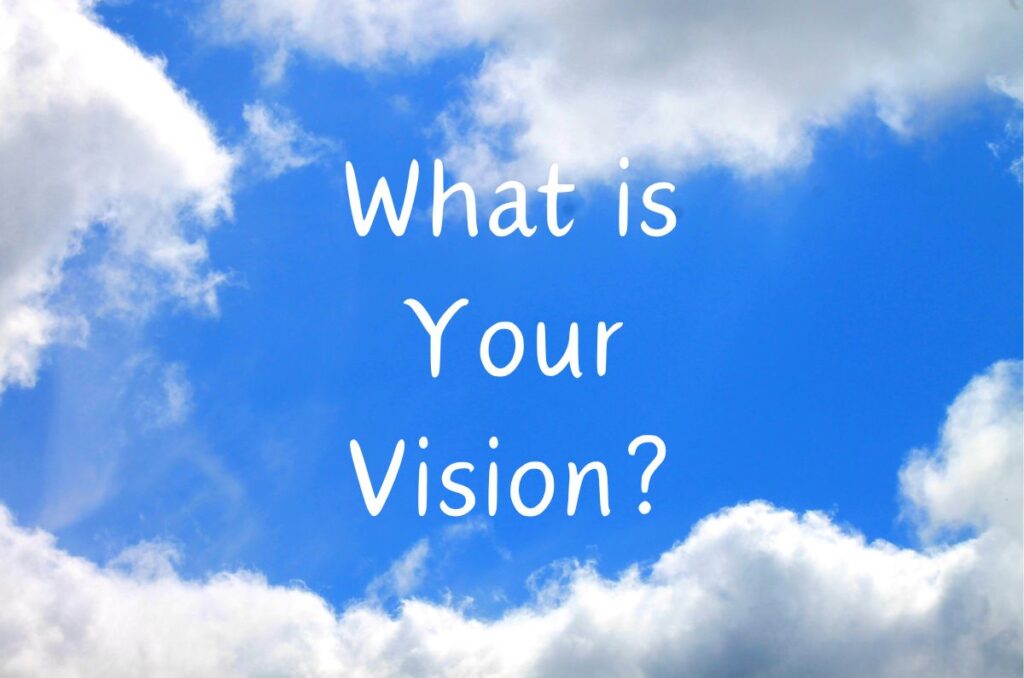 photo of clouds. Text overlay reads: What is Your Vision?