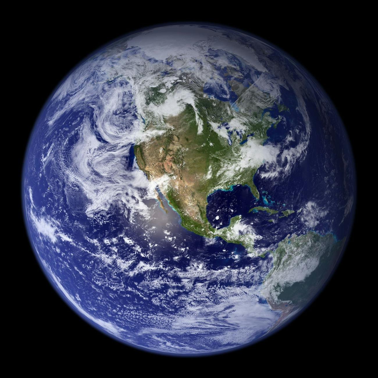 An image of the earth from space on a black background that inspires one to make earth-friendly choices and live sustainable practices.