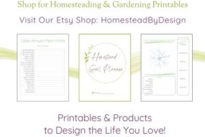 Invitation to visit the Etsy Shop associated with this website: HomesteadByDesign. Images of printables available for purchase.