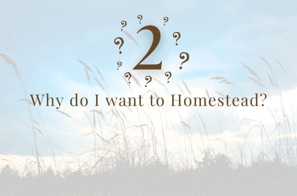 Step 2: Why Do I Want to Homestead?