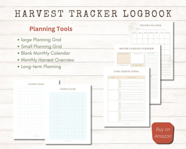 List and images of planning pages in Harvest Tracker.