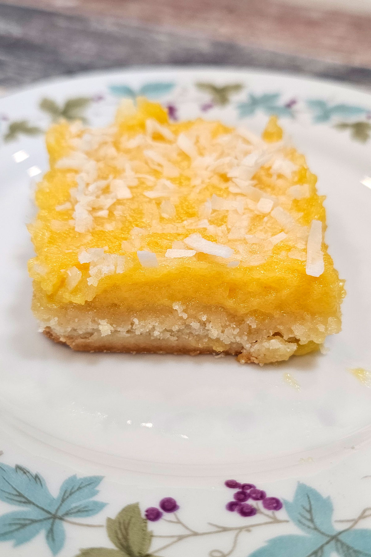 Close-up view of papaya bar on a plate.